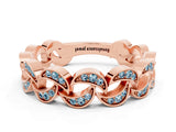 Rose gold Pavé Round Aquamarine Interlocking Eternity Band with Bezel Prong Setting_6