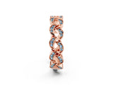 Rose gold Pavé Round Aquamarine Interlocking Eternity Band with Bezel Prong Setting_8