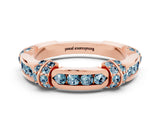 Rose gold Pavé Round Aquamarine Link Band with Bezel Setting_30