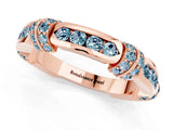 Rose gold Pavé Round Aquamarine Link Band with Bezel Setting_31