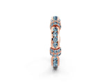 Rose gold Pavé Round Aquamarine Link Band with Bezel Setting_32