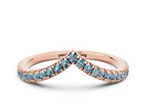 Rose gold Pavé Round Aquamarine V-Shaped Chevron Band with Shared Prong Setting_6
