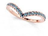 Rose gold Pavé Round Aquamarine V-Shaped Chevron Band with Shared Prong Setting_7
