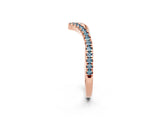Rose gold Pavé Round Aquamarine V-Shaped Chevron Band with Shared Prong Setting_8