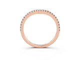 Rose gold Pavé Round Aquamarine V-Shaped Chevron Band with Shared Prong Setting_9