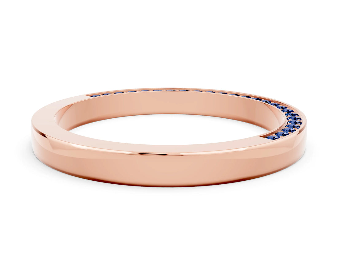 Rose gold Pavé Round Blue Sapphire Channel Set Band_18
