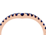 Rose gold Pavé Round Blue Sapphire Chevron Band with Shared Prong Setting_10