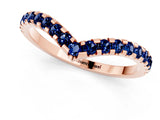 Rose gold Pavé Round Blue Sapphire Chevron Band with Shared Prong Setting_7