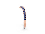 Rose gold Pavé Round Blue Sapphire Chevron Band with Shared Prong Setting_8