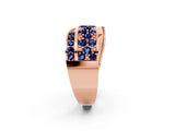 Rose gold Pavé Round Blue Sapphire Crossover Band with Bead Prong Setting_8