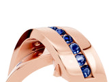 Rose gold Pavé Round Blue Sapphire Crossover Band with Channel Setting_10