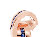 Rose gold Pavé Round Blue Sapphire Crossover Band with Channel Setting_11
