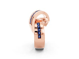 Rose gold Pavé Round Blue Sapphire Crossover Band with Channel Setting_8