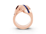 Rose gold Pavé Round Blue Sapphire Crossover Band with Channel Setting_9