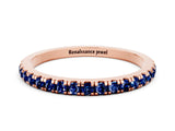 Rose gold Pavé Round Blue Sapphire Half Eternity Band with Shared Prong Setting_6