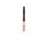 Rose gold Pavé Round Blue Sapphire Half Eternity Band with Shared Prong Setting_8