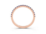 Rose gold Pavé Round Blue Sapphire Half Eternity Band with Shared Prong Setting_9