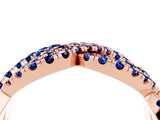 Rose gold Pavé Round Blue Sapphire Infinity Twist Band with Shared Prong Setting_10