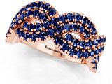 Rose gold Pavé Round Blue Sapphire Infinity Twist Band with Shared Prong Setting_7