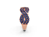 Rose gold Pavé Round Blue Sapphire Infinity Twist Band with Shared Prong Setting_8