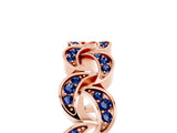 Rose gold Pavé Round Blue Sapphire Interlocking Eternity Band with Bezel Prong Setting_11