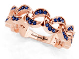Rose gold Pavé Round Blue Sapphire Interlocking Eternity Band with Bezel Prong Setting_7