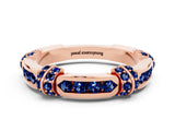 Rose gold Pavé Round Blue Sapphire Link Band with Bezel Setting_30