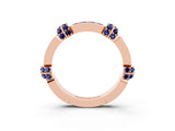 Rose gold Pavé Round Blue Sapphire Link Band with Bezel Setting_33
