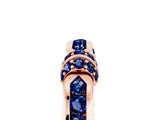 Rose gold Pavé Round Blue Sapphire Link Band with Bezel Setting_35
