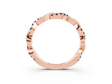 Rose gold Pavé Round Blue Sapphire Twist Eternity Band with Shared Prong Setting_33