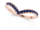 Rose gold Pavé Round Blue Sapphire V-Shaped Chevron Band with Shared Prong Setting_7