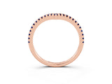 Rose gold Pavé Round Blue Sapphire V-Shaped Chevron Band with Shared Prong Setting_9