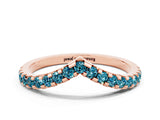 Rose gold Pavé Round Blue Topaz Chevron Band with Shared Prong Setting_6