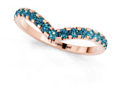 Rose gold Pavé Round Blue Topaz Chevron Band with Shared Prong Setting_7