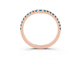 Rose gold Pavé Round Blue Topaz Chevron Band with Shared Prong Setting_9