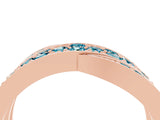 Rose gold Pavé Round Blue Topaz Crossover Band with Bead Prong Setting_10