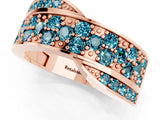 Rose gold Pavé Round Blue Topaz Crossover Band with Bead Prong Setting_7