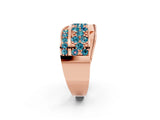 Rose gold Pavé Round Blue Topaz Crossover Band with Bead Prong Setting_8