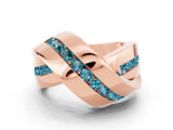 Rose gold Pavé Round Blue Topaz Crossover Band with Channel Setting_6