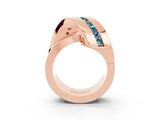 Rose gold Pavé Round Blue Topaz Crossover Band with Channel Setting_9