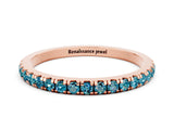 Rose gold Pavé Round Blue Topaz Half Eternity Band with Shared Prong Setting_6