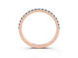 Rose gold Pavé Round Blue Topaz Half Eternity Band with Shared Prong Setting_9