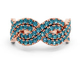 Rose gold Pavé Round Blue Topaz Infinity Twist Band with Shared Prong Setting_6