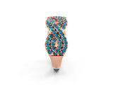 Rose gold Pavé Round Blue Topaz Infinity Twist Band with Shared Prong Setting_8