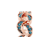 Rose gold Pavé Round Blue Topaz Interlocking Eternity Band with Bezel Prong Setting_11