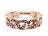 Rose gold Pavé Round Blue Topaz Interlocking Eternity Band with Bezel Prong Setting_6