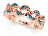 Rose gold Pavé Round Blue Topaz Interlocking Eternity Band with Bezel Prong Setting_7
