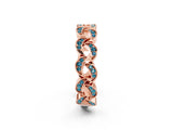 Rose gold Pavé Round Blue Topaz Interlocking Eternity Band with Bezel Prong Setting_8