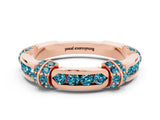 Rose gold Pavé Round Blue Topaz Link Band with Bezel Setting_30