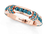 Rose gold Pavé Round Blue Topaz Link Band with Bezel Setting_31